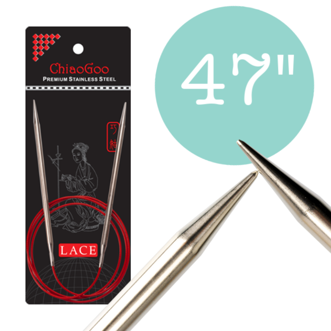 ChiaoGoo Red Lace 47 inch (120 cm) Stainless Steel Circular Knitting Needles US 0 (2 mm)