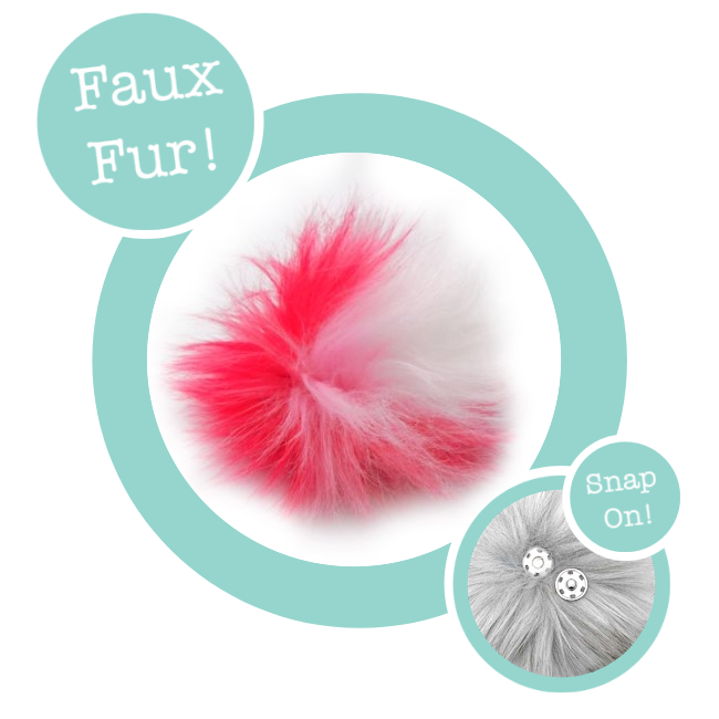 Faux Fur Pom Pom Pink Quartz, Snap Closure