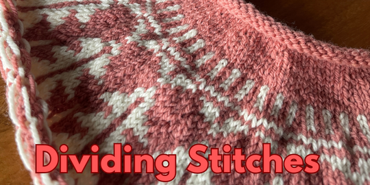 Dividing the stitches for the body of a top-down sweater