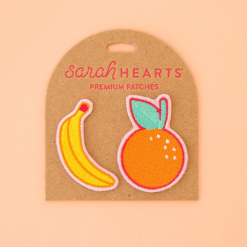 Sarah Hearts Embroidered Patches | Banana and Orange