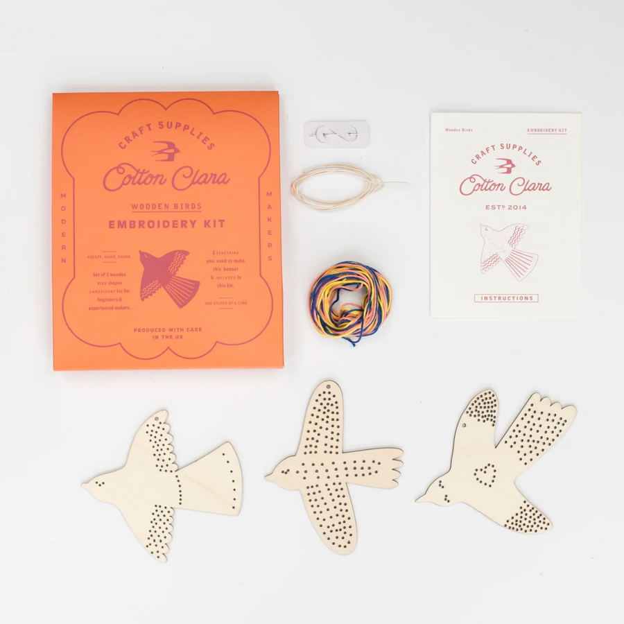 Cotton Clara Wooden Bird Embroidery Board Kit