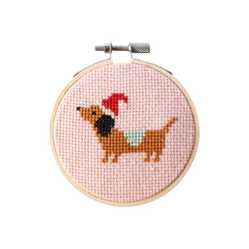 Cotton Clara Christmas Dachshund Cross Stitch Kit