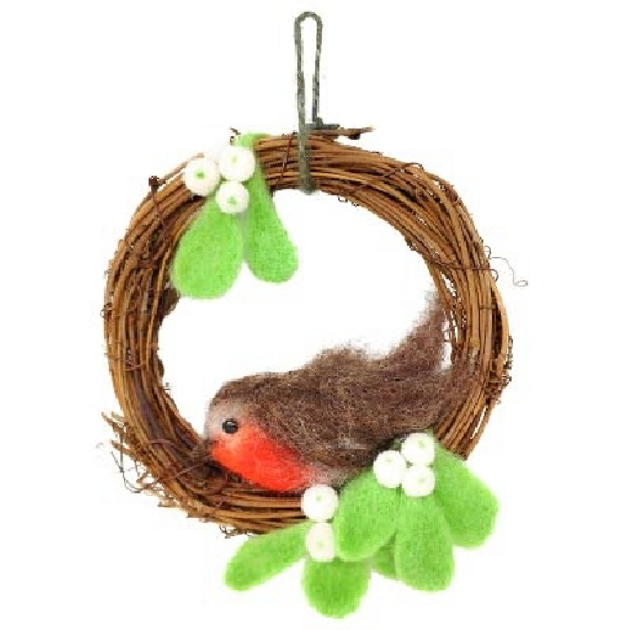 Felting Kit: Christmas Robin Wreath