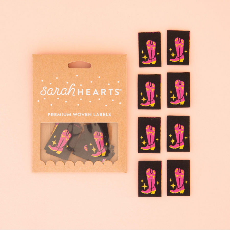 Sarah Hearts Woven Labels | Cowboy Boot