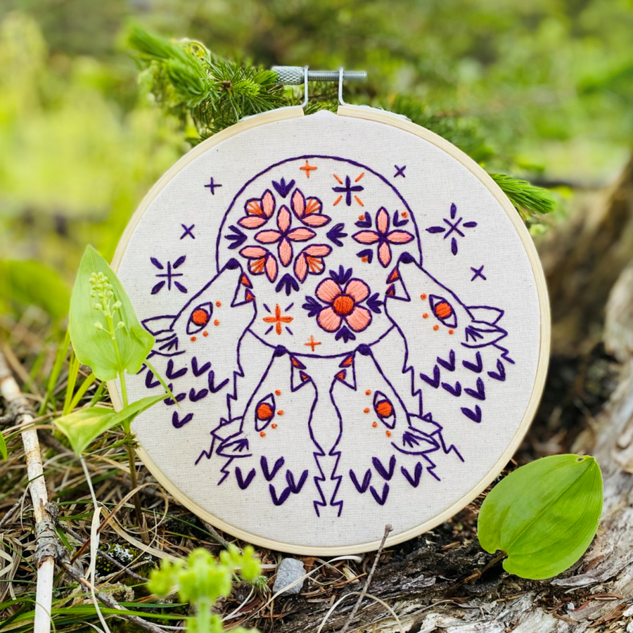 Hook, Line & Tinker Embroidery Kit | Folk Wolves