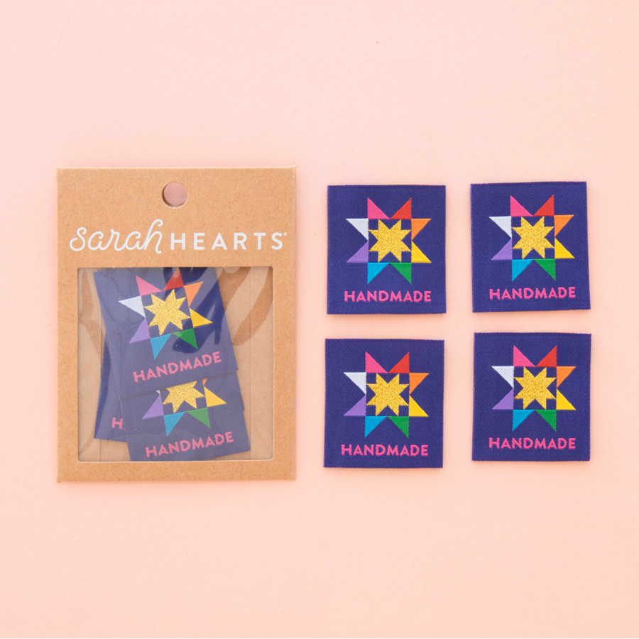Sarah Hearts Woven Labels | Handmade Quilt Star Large