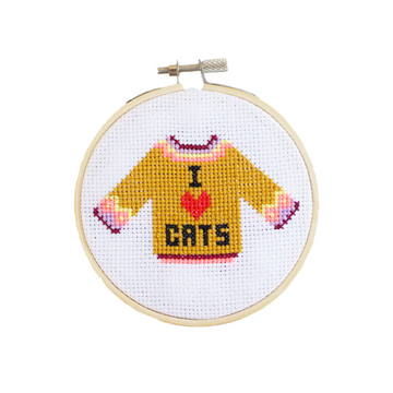 Cotton Clara I Love Cats Cross Stitch Kit
