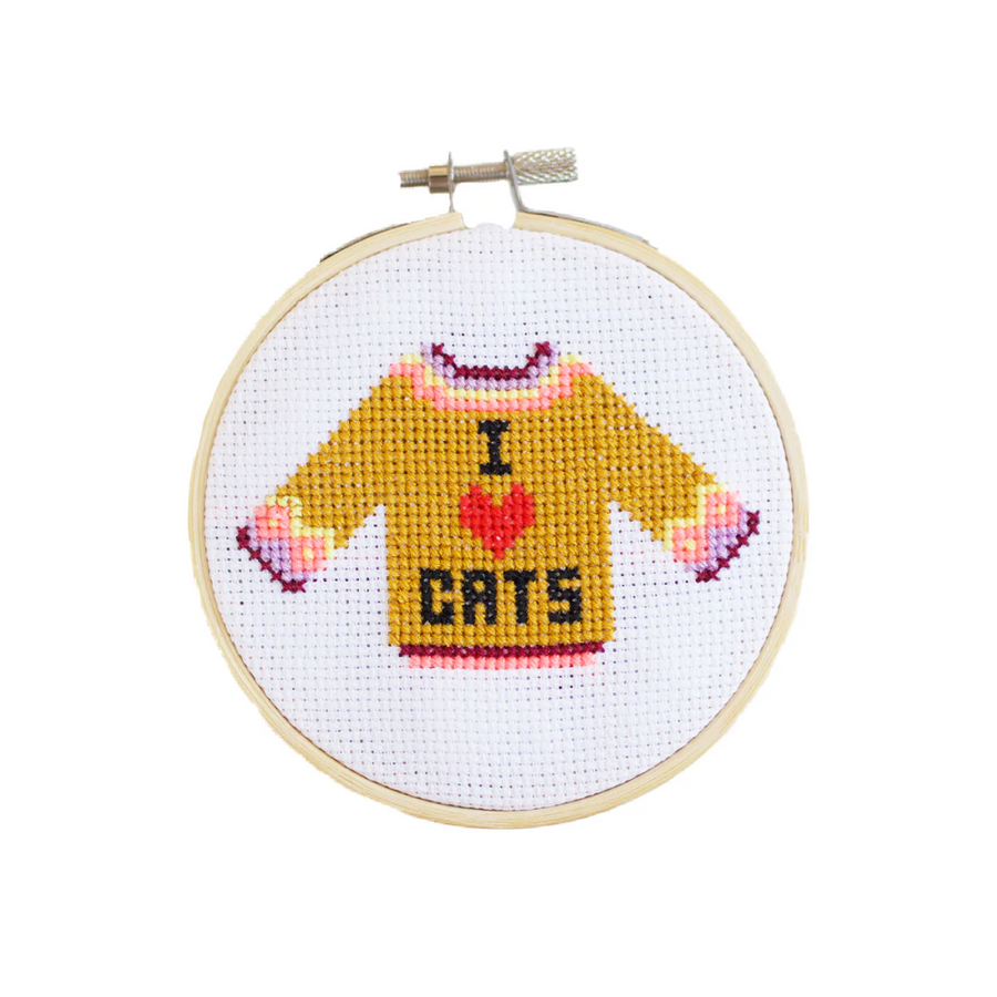 Cotton Clara I Love Cats Cross Stitch Kit