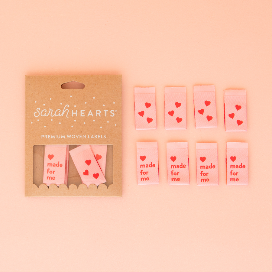 Sarah Hearts Woven Labels | Made For Me Heart