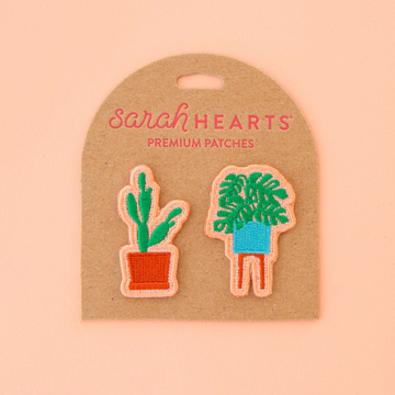 Sarah Hearts Embroidered Patches | Monstera and Cactus