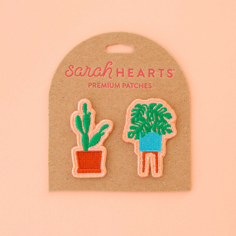 Sarah Hearts Embroidered Patches | Monstera and Cactus