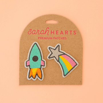 Sarah Hearts Embroidered Patches | Rocket Ship and Shooting Star