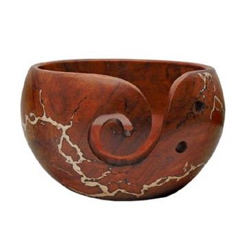 Estelle Sheesham Yarn Bowl with White Resin Inlaid