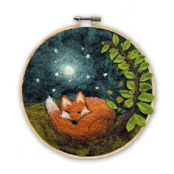 Felting Kit: Sleepy Fox In A Hoop