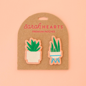 Sarah Hearts Embroidered Patches | Snake Plant and Succulent