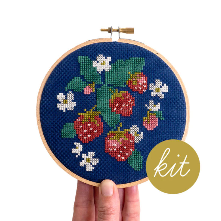 Junebug and Darlin Spread Like Strawberries Cross Stitch Kit