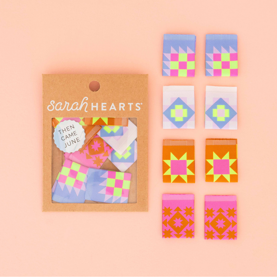 Sarah Hearts Woven Labels | Then Came June Quilt Block