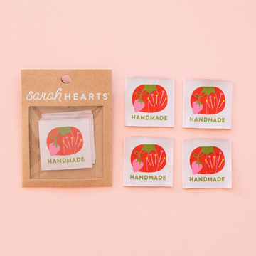 Sarah Hearts Woven Labels | Tomato Pin Cushion Handmade Large