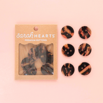 Sarah Hearts Large 1 in. Buttons | Tortoise Shell