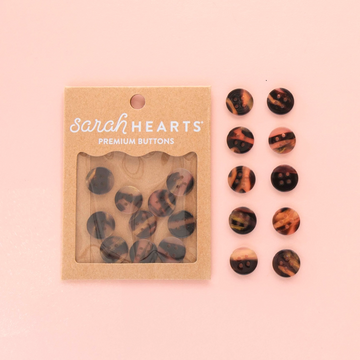 Sarah Hearts Small 5/8 in. Buttons | Tortoise Shell