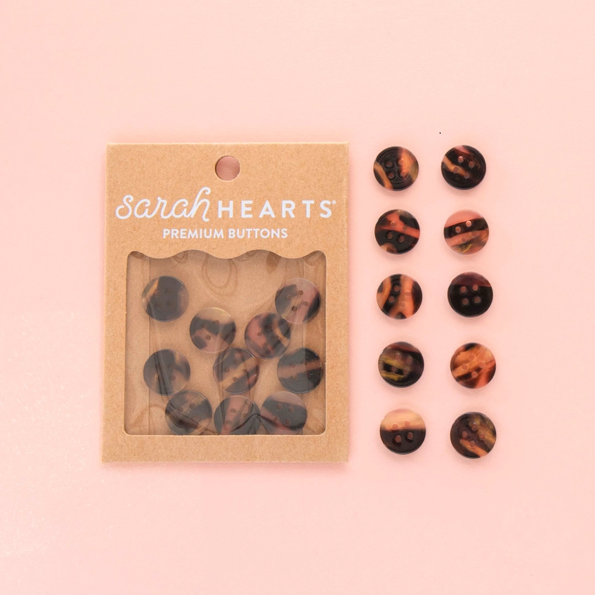 Sarah Hearts Small 5/8 in. Buttons | Tortoise Shell