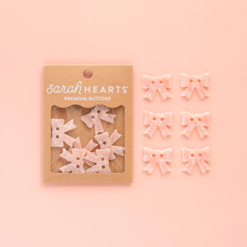 Sarah Hearts Large 1 in. Buttons | Pink Bow