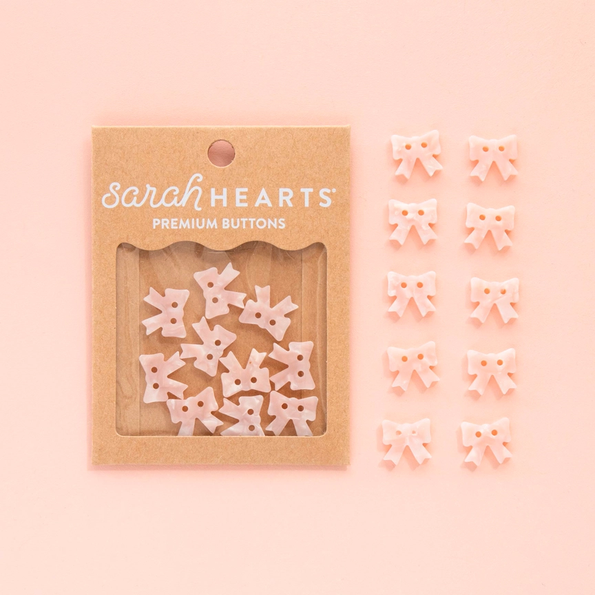 Sarah Hearts Small 5/8 in. Buttons | Pink Bow