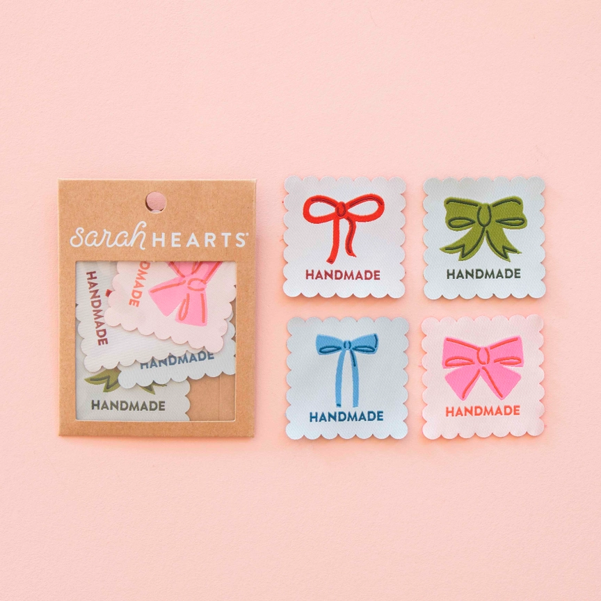 Sarah Hearts Woven Labels | Bows Multipack Large