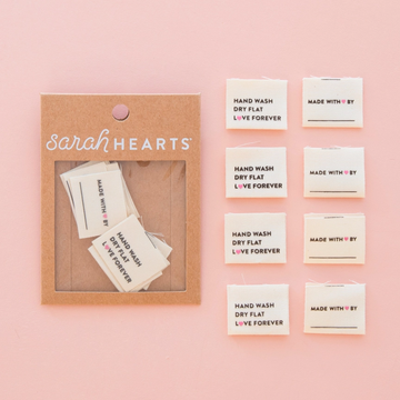 Sarah Hearts Woven Labels | Hand Wash Dry Flat Organic