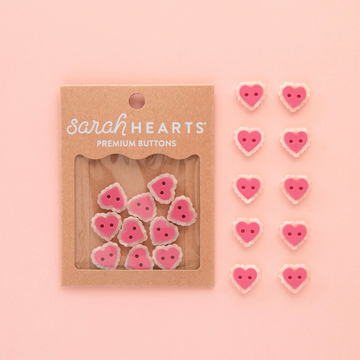 Sarah Hearts Small 5/8 in. Buttons | Pink Sweet Heart