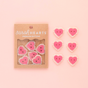 Sarah Hearts Large 1 in. Buttons | Pink Sweet Heart