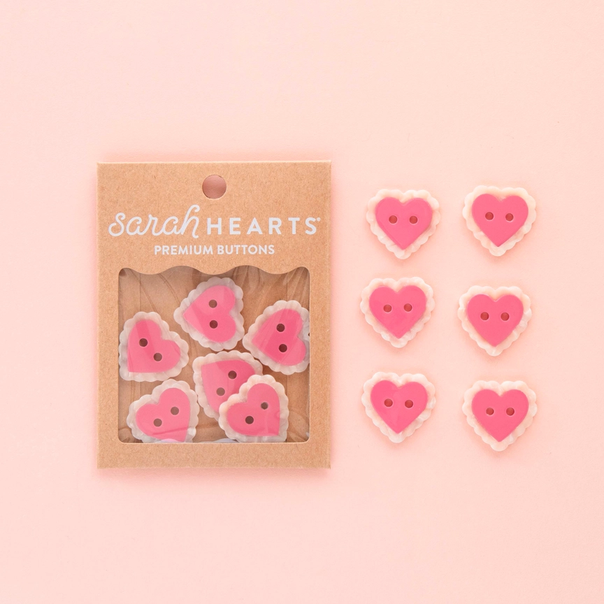 Sarah Hearts Large 1 in. Buttons | Pink Sweet Heart