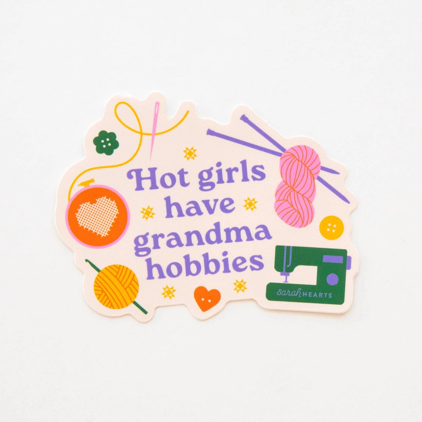 Sarah Hearts Sticker | Hot Girls Have Grandma Hobbies