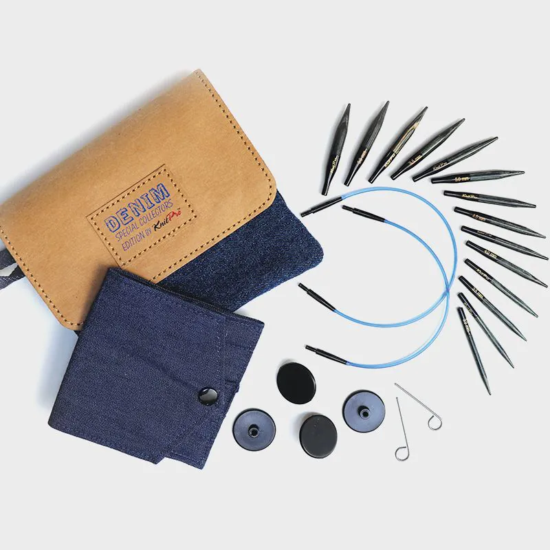 KnitPro Indigo Wood Mini Interchangeable Needles Set 2 in. Denim