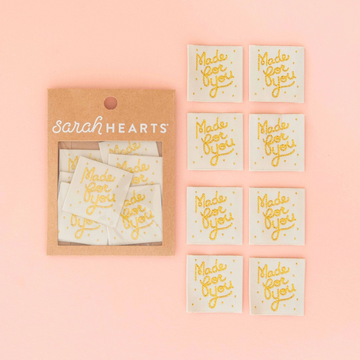 Sarah Hearts Woven Labels | Made For You Gold