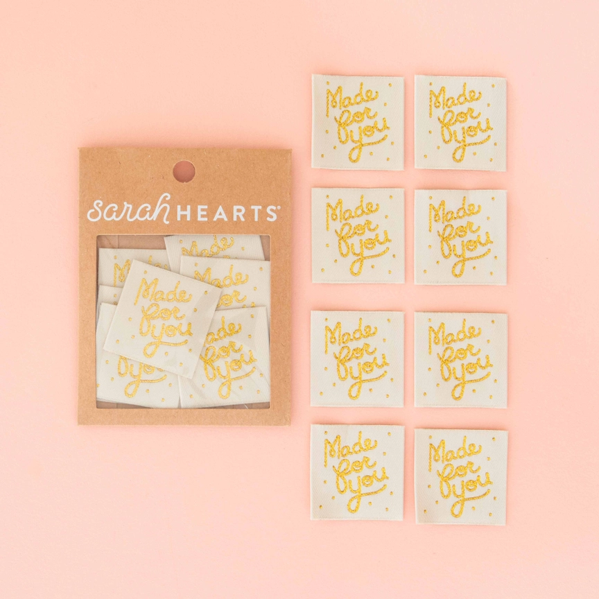 Sarah Hearts Woven Labels | Made For You Gold