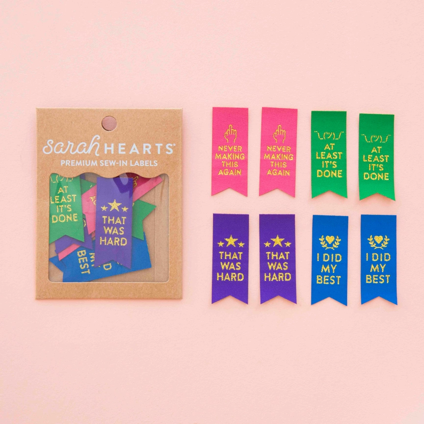 Sarah Hearts Woven Labels | Sarcastic Award Ribbon Multipack