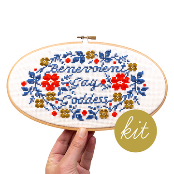 Junebug and Darlin Benevolent Gay Goddess Cross Stitch Kit