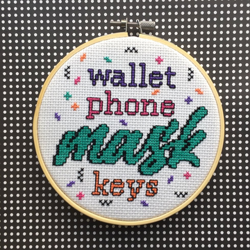 Spot Colors Cross Stitch Kit | Wallet, Phone, Mask, Keys