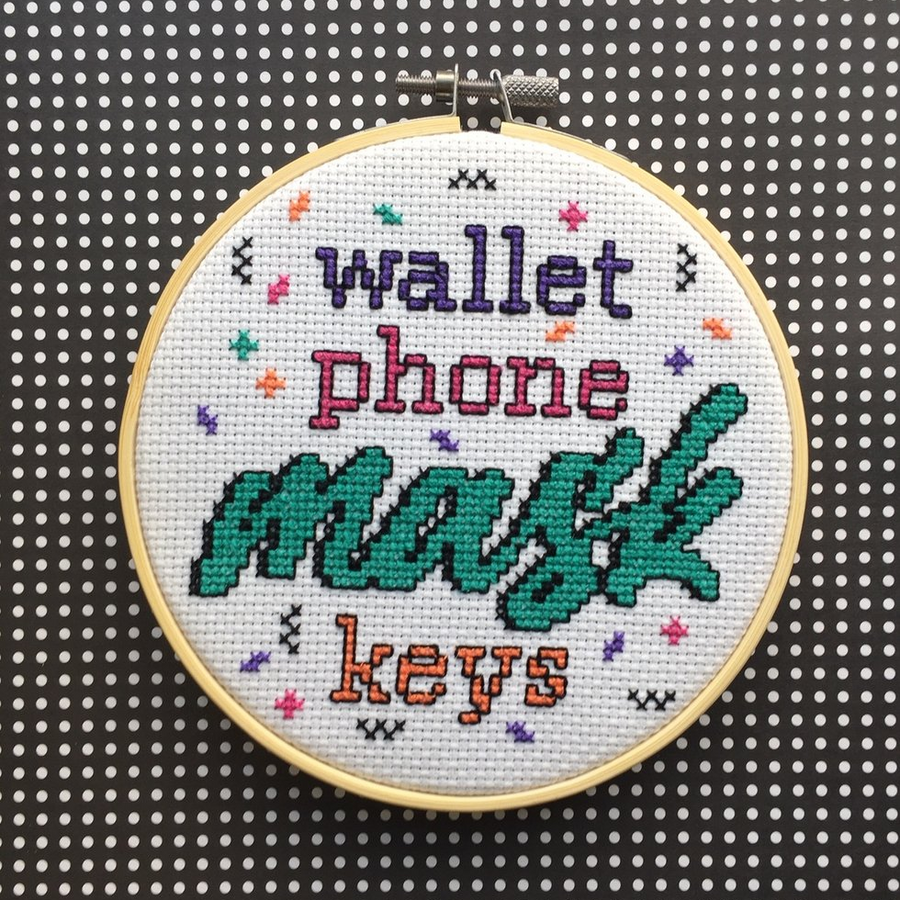 Spot Colors Cross Stitch Kit | Wallet, Phone, Mask, Keys