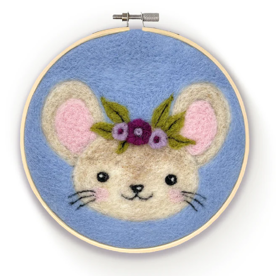 Felting Kit: Floral Mouse in a Hoop