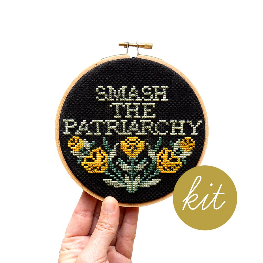 Junebug and Darlin Smash The Patriarchy Cross Stitch Kit