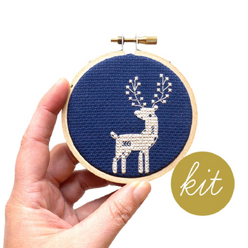 Junebug and Darlin Snow Deer Cross Stitch Kit