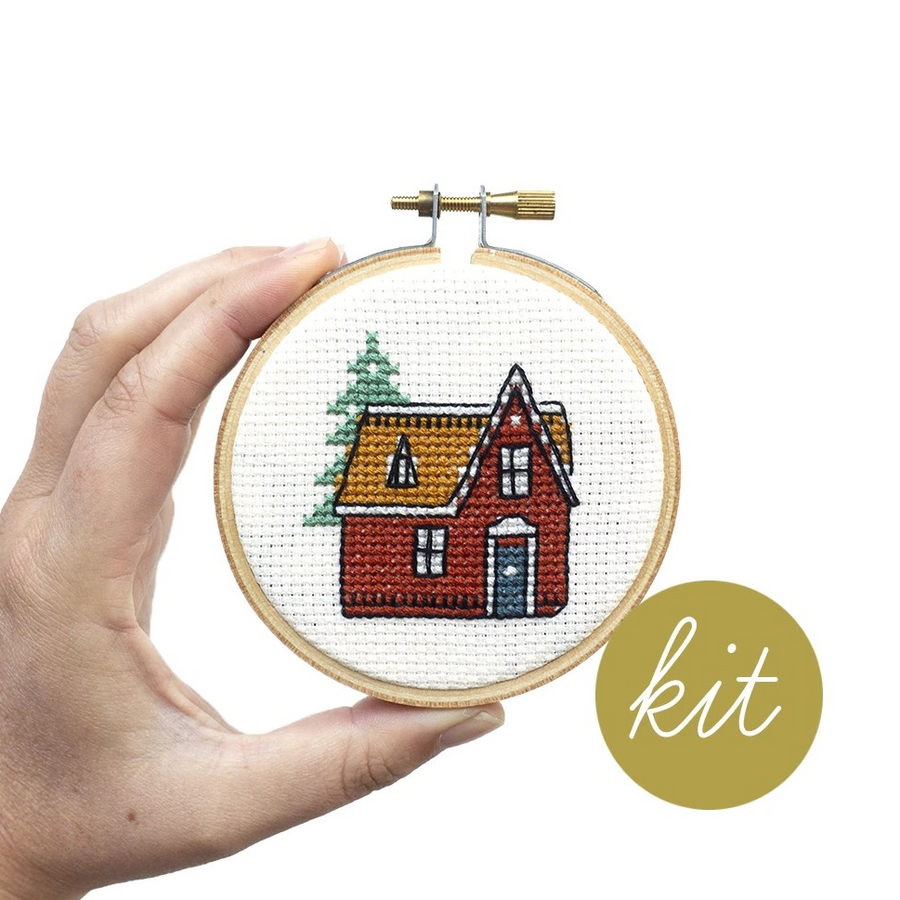 Junebug and Darlin Vintage Cabin Cross Stitch Kit