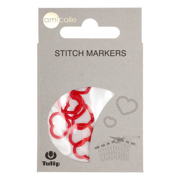 Tulip Heart Shaped Stitch Markers | Red