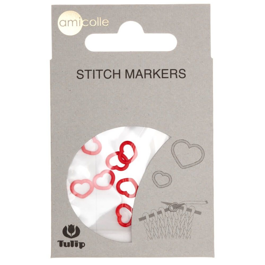 Tulip Heart Shaped Stitch Markers | Red